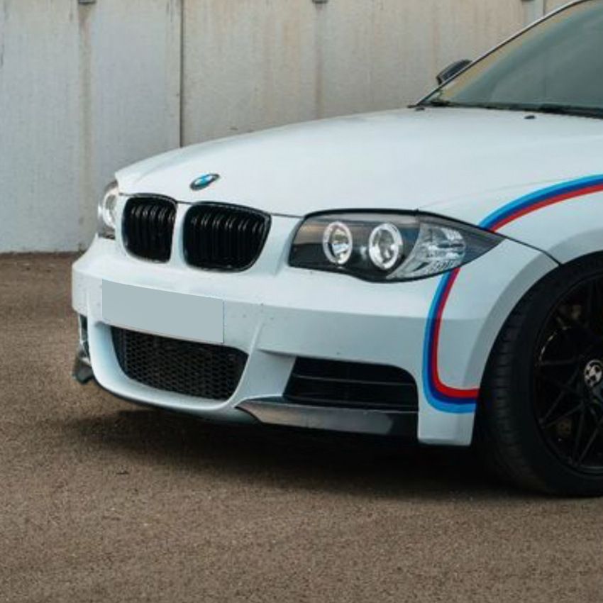BMW 1シリーズ E82 E88 M-Tech 2008-2013対応 フロントリップスポイラー 前包角 外装カスタム PP素材 ピアノブラック カーボン調