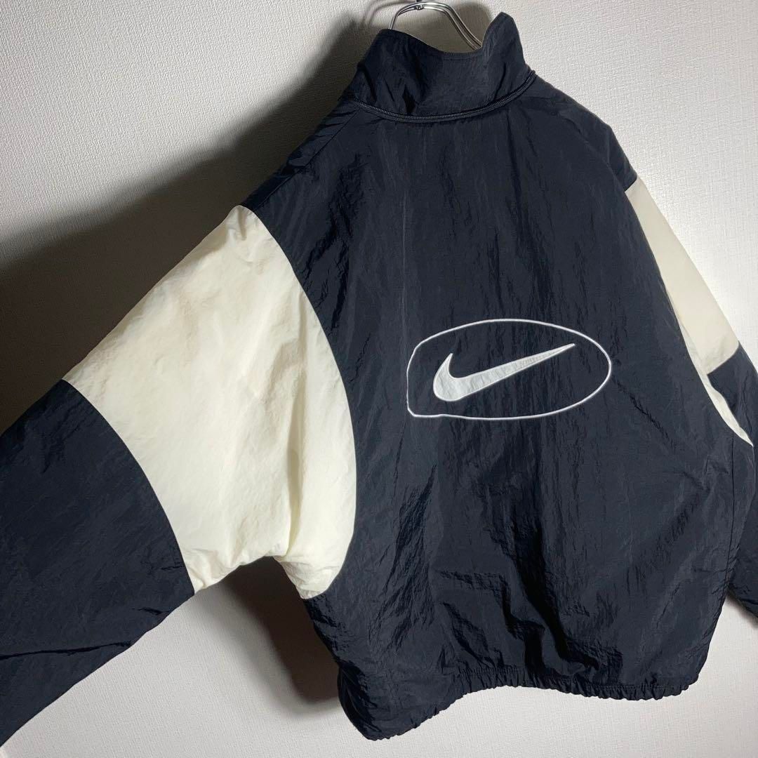 557a【美品】ナイキ　刺繍ロゴ　ハーフジップ　レア　希少色　ナイロンジャケット レア】 NIKE ナイキ ナイロン ハーフ ジップ 刺繍 90s - メルカリ