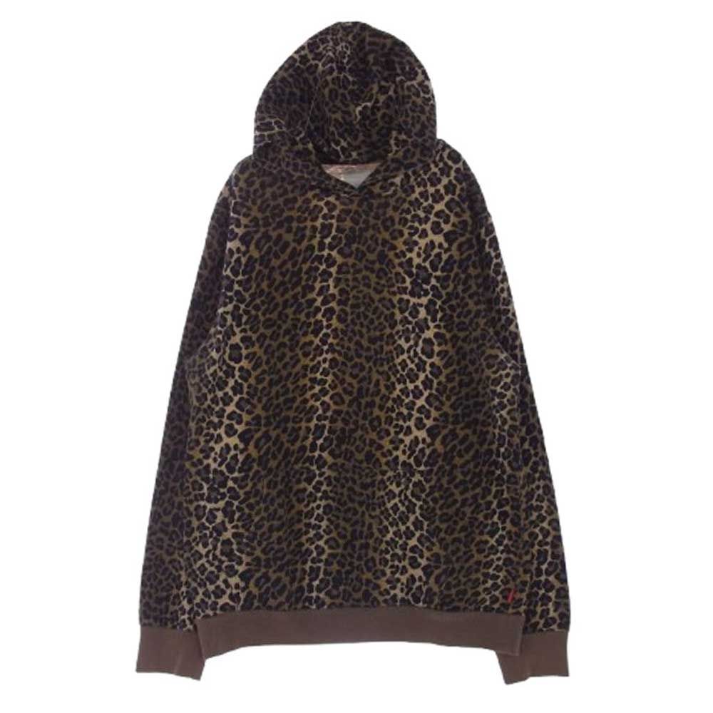 Supreme シュプリーム 白タグ オールド レオパード プルオーバー パーカー フーディー ブラウン系 ゴールド系 M