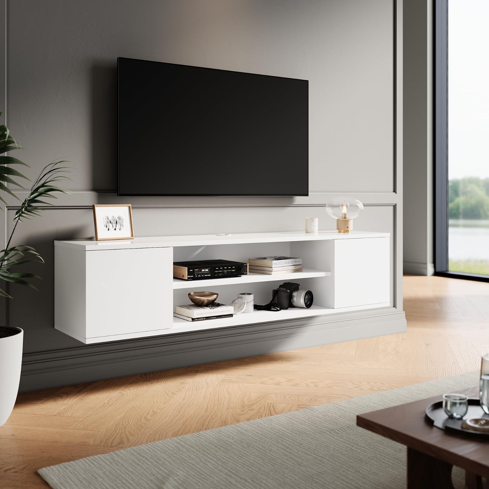 数量 壁掛けテレビ台 耐荷重15kgのモダンなtv台 幅130CMリビング収納テレビ台 Hoomuwayローボードテレビ台