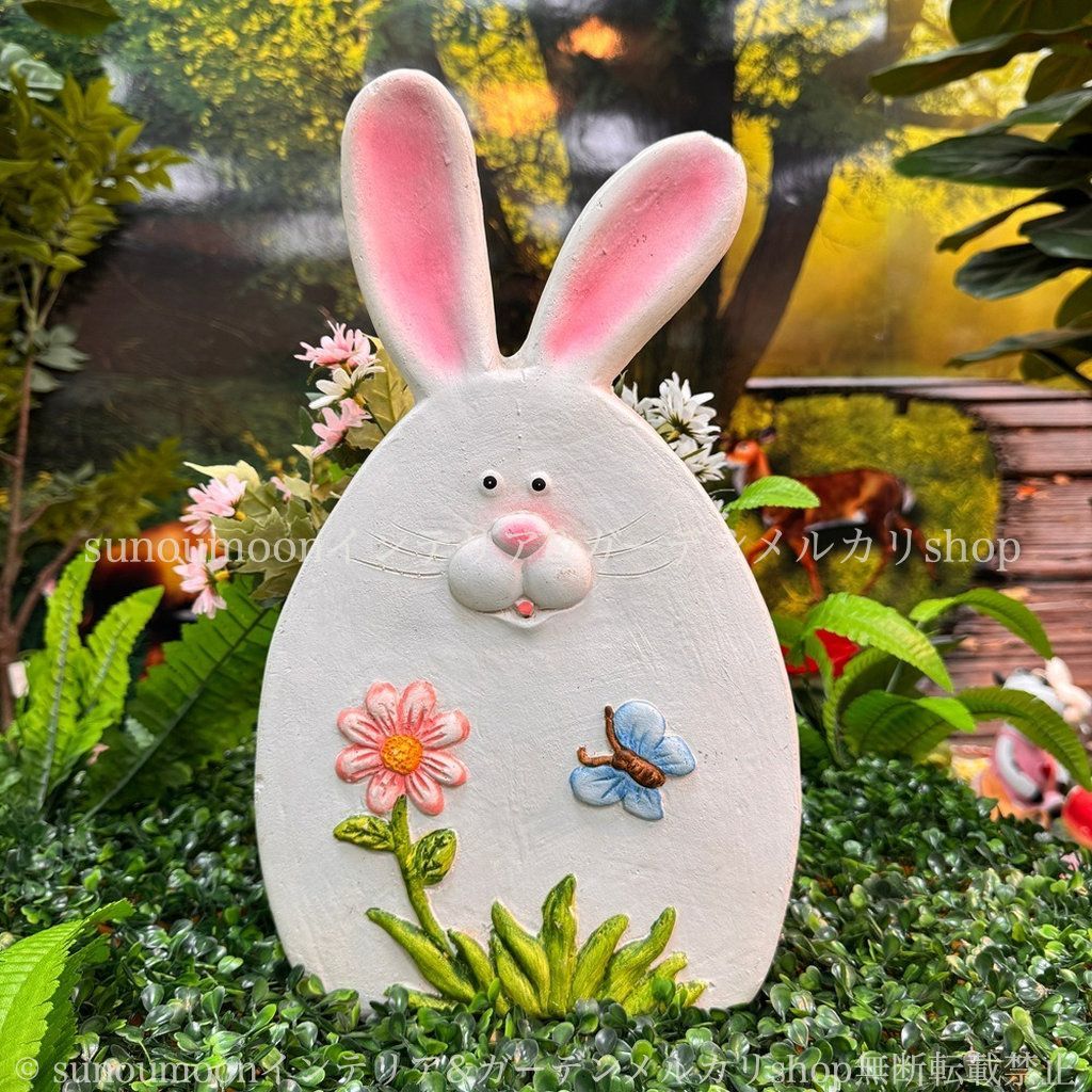 8-14 白 ガーデン ホワイト アニマル ウサギ バスケット風 かわいい ラビット おしゃれ 庭の装飾 樹脂 ガーデンインテリア うさぎ プランター 雑貨 お洒落 庭 植木鉢 インテリア ガーデニング ガーデン雑貨 鉢植え