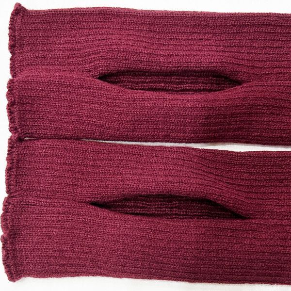 【ワイン】75cm レッグウォーマー ロング丈 穴あき 暖かニット 厚手 茶赤 新体操 バレエ ヨガ ダンス チア フラダンス 社交ダンス 新品未使用【匿名配送＋100円】|aw001-10-wine|