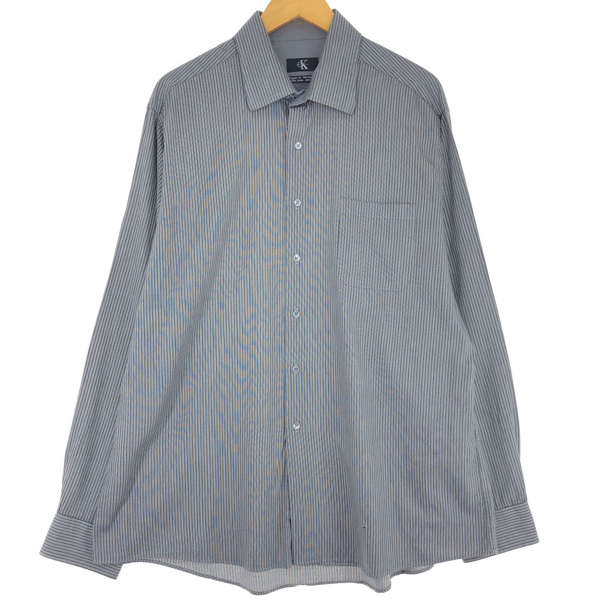 古着 90年代 カルバンクライン Calvin klein 長袖 コットンストライプシャツ メンズXL ヴィンテージ/eaa428975