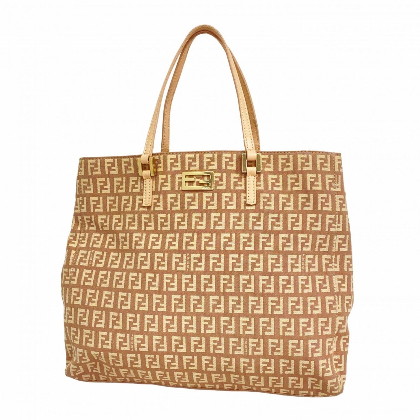 FENDI フェンディ ズッキーノ ハンドバッグ キャンバス ベージュ