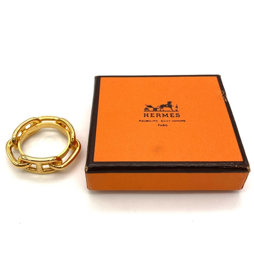 【極美品】エルメス　シェーヌダンクル　スカーフリング　マットブラック　箱付き HERMES 美品 エルメス シェーヌダンクル ペルフォレ スカーフ