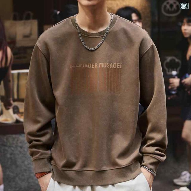 5XL]秋冬 [5XL  ]秋冬 コーデ メンズ  服 シンプル ファッション オシャレ 大人 かっこいい 大きいサイズ ストリート 紳士服  ハイエンド アメリカン レトロ ウォッシュ プリント ラウンドネック スウェ コーデ メンズ 服 シンプル ファッション オシャレ 大人