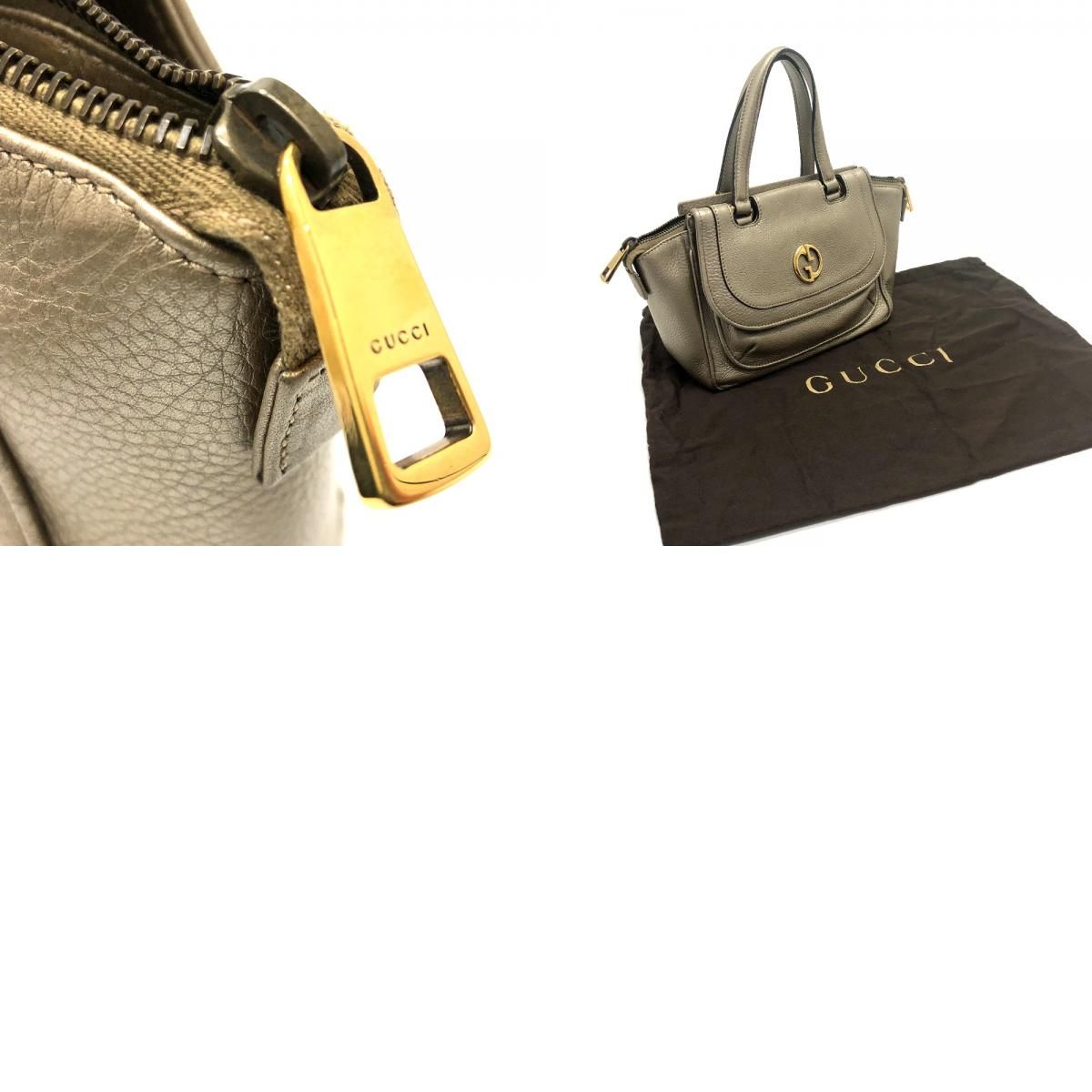 グッチ 282481 GG ダブルGディティール ハンドバッグ レザー ゴールド  