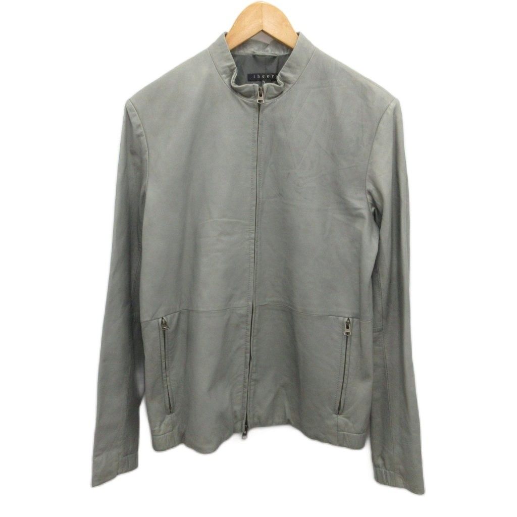 セオリー Theory シングルライダースジャケット レザージャケット 羊革 ラムレザー S グレー 02-3105001 MET2