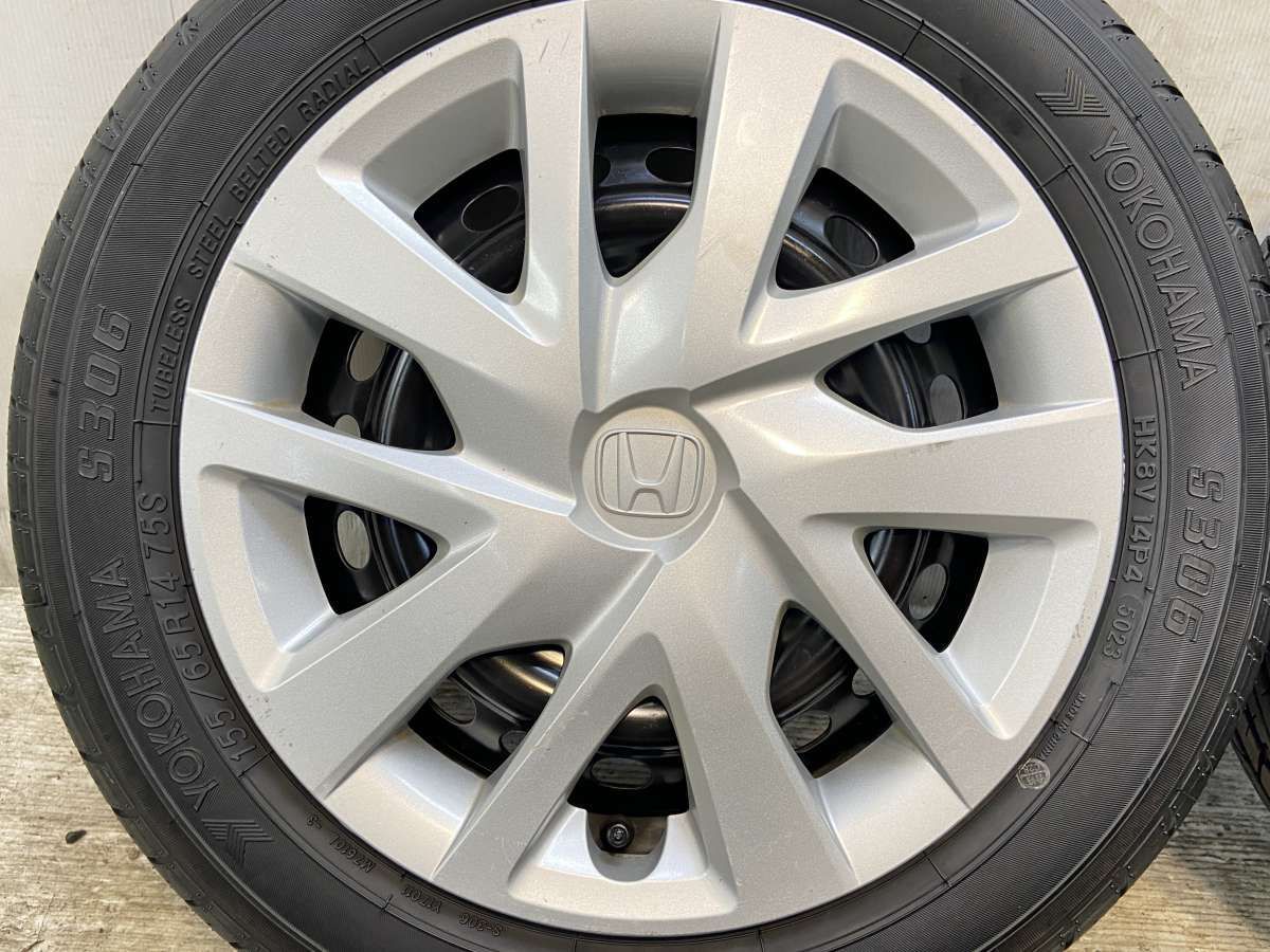 ホンダ純正アルミホイール　ヨコハマ155/65R14 2023年製 155/65R14 ヨコハマ S306 ホンダ純正 14x4.5 100-4穴 中古タイヤ