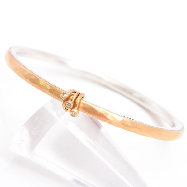 稀少 マルコムベッツ ハンマリングバングル3pダイヤ SV×22k 稀少 マルコムベッツ ハンマリングバングル3pダイヤ SV×22k