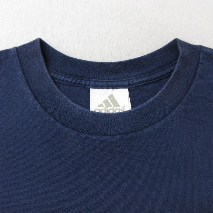 XL/古着 アディダス adidas 長袖 ビンテージ Tシャツ メンズ 90s ビッグロゴ 大きいサイズ コットン クルーネック 紺 ネイビー 24aug01 中