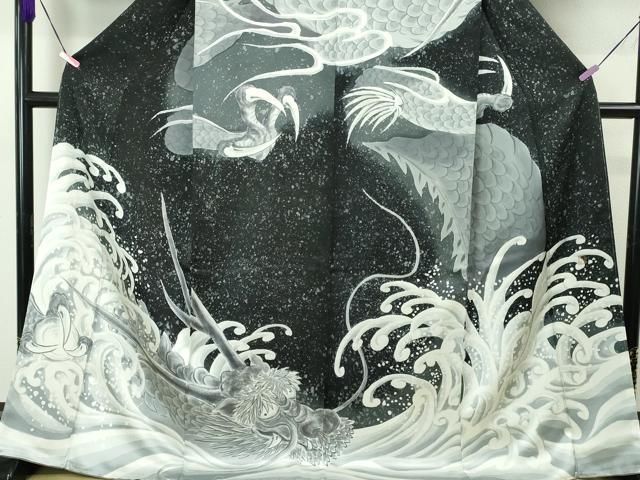 平和屋本店■極上　水蝋染技法　画家　津田瑞穂　訪問着　昇り龍　手描き　鈴乃屋扱い　逸品　未使用　DZAA4043kh5
