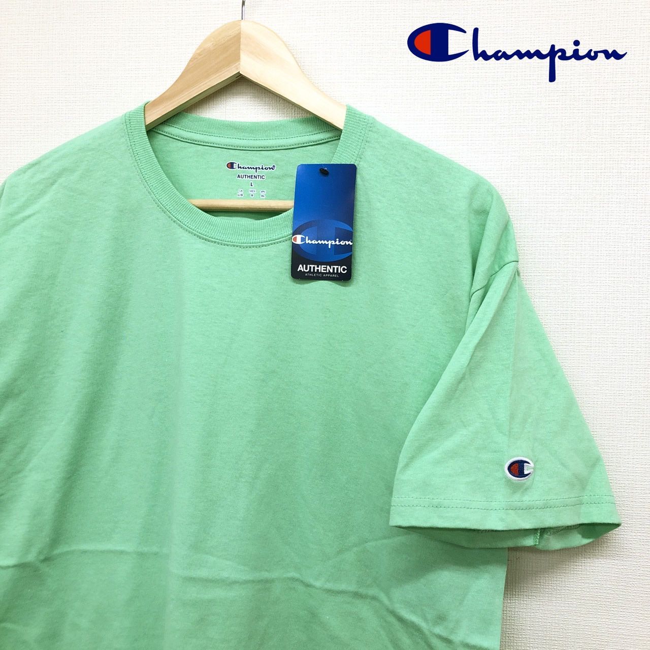 新品 チャンピオン Champion Tシャツ 半袖 L,XL ペールグリーン