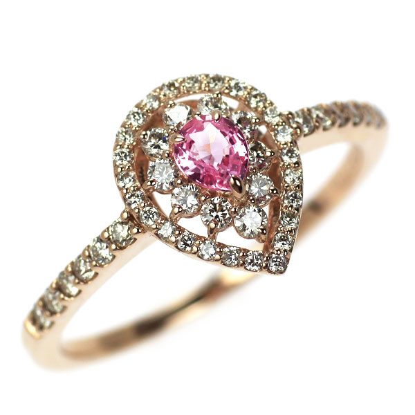 K18PG ピンク サファイア ダイヤモンド リング 0.229ct D0.35ct