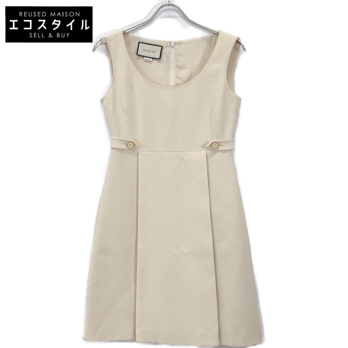 GUCCI グッチ 631483 ｱｲﾎﾞﾘｰ ｼﾙｸｳｰﾙ ﾉｰｽﾘｰﾌﾞｻｲﾄﾞﾍﾞｽﾄﾜﾝﾋﾟｰｽ 38