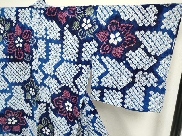 平和屋本店■極上　夏物　浴衣　有松鳴海絞り　草花文　綿　逸品　DZAA20293kh5 平和屋本店□極上 夏物 浴衣 有松鳴海絞り 草花文 綿 逸品