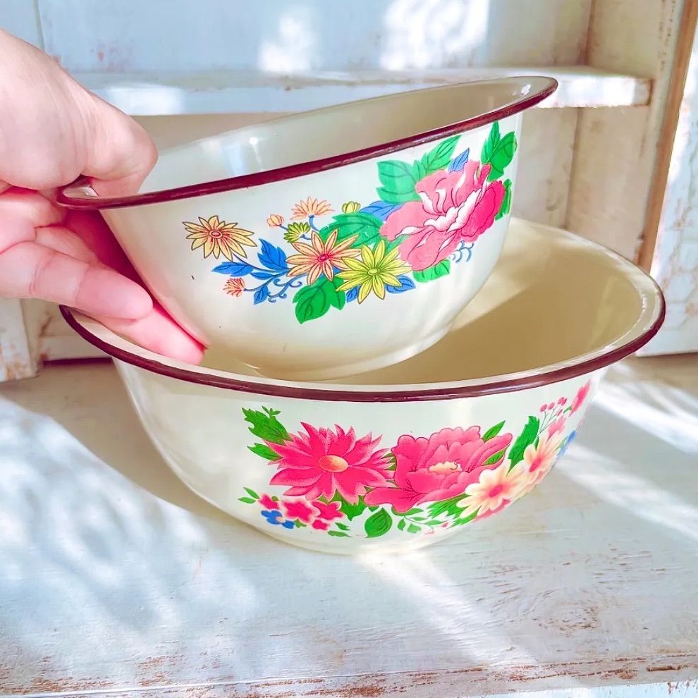 ホーロー 中国雑貨 香港 台湾 レトロ レトロポップ アジアン雑貨 2個