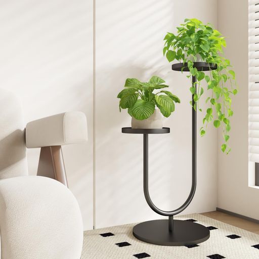 園芸用品 Bamworldフラワースタンド室内用コーナープランタースタンド2段花台おしゃれ観葉植物