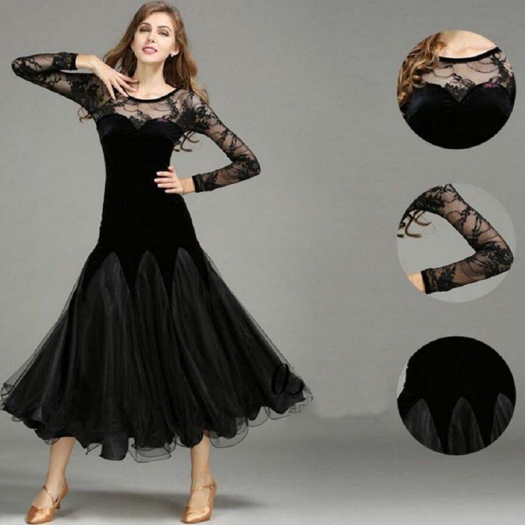 新品・未使用社交ダンス 衣装 ワンピース 大きい裾 ダンス専門服