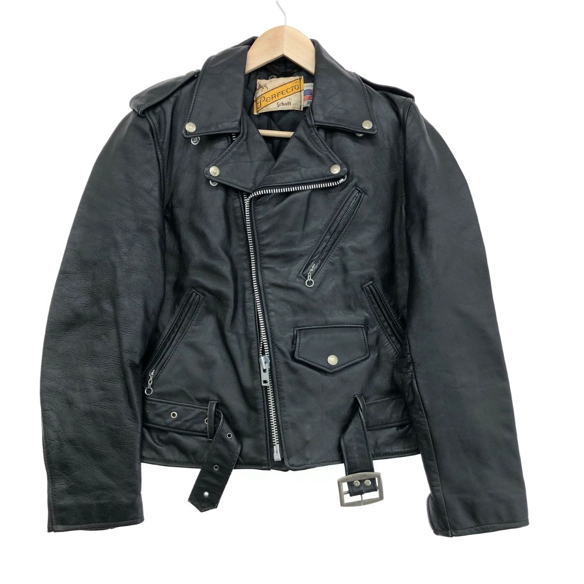 schott ショット ライダース ジャケット サイズ:38 618 ブラック  メンズ 牛タグ　241011008188