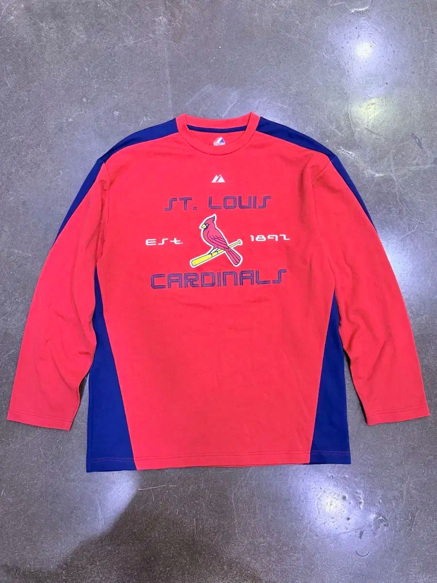 マジェスティック MLB セントルイス Cardinals 弱起毛 ウォームアップ 長袖Tシャツ L