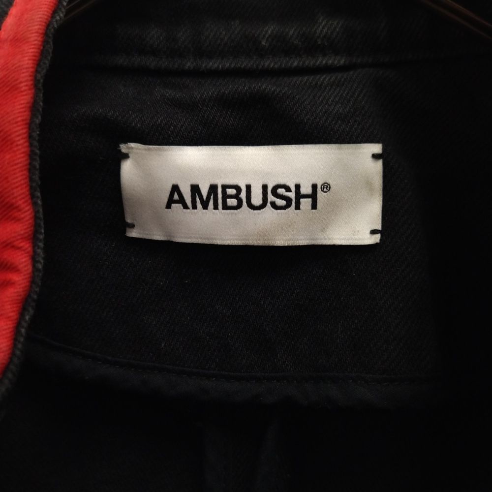 AMBUSH (アンブッシュ) ナポレオン 切りっぱなし ロングコート ジャケット ブラック AMBOT-109