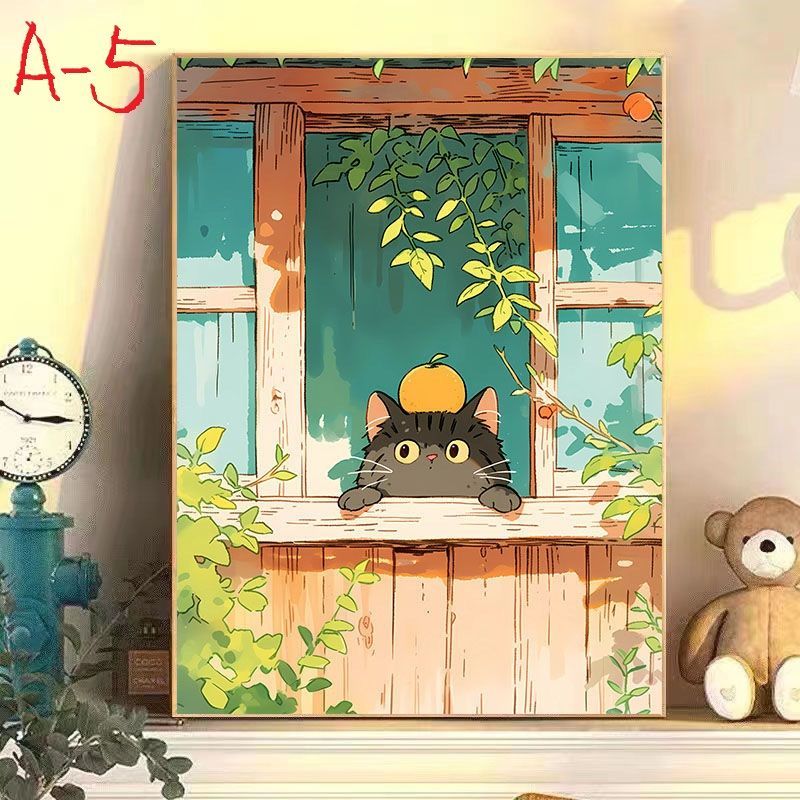 1.Aタイプ 熊 パンダ 猫 兎 アニメ DIY 数字油絵 塗り絵 手芸キット