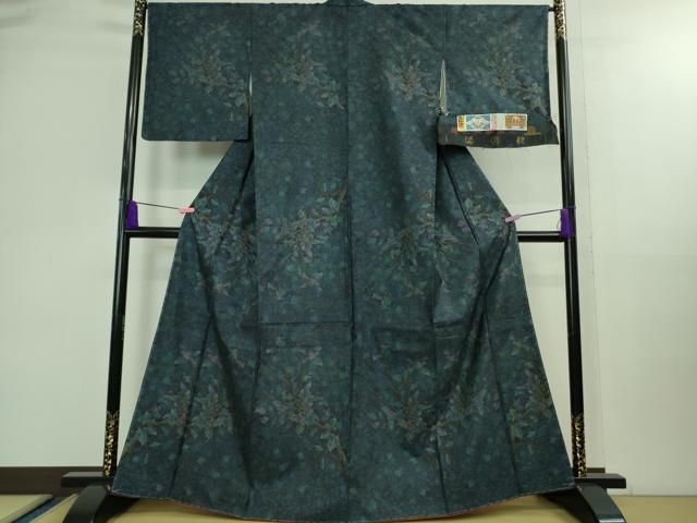 平和屋着物 上 本場大島紬 9マルキ 古代染色純泥染 枝花文 証紙付き ♥ DZAB0119kh5