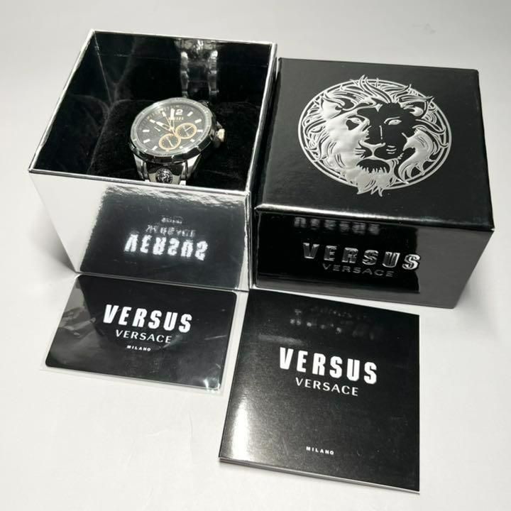 【新品】ヴェルサス/ヴェルサーチ 定価4万円 メタリックブラック メンズ腕時計