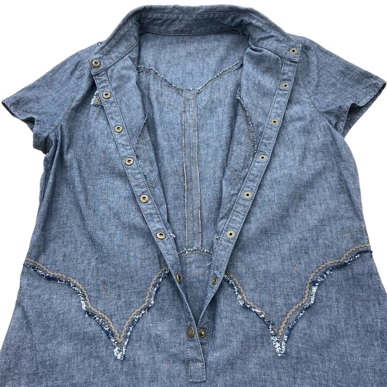 レリアン leilian レディース　半袖ワンピース　9号　M 夏　デニム風 レリアン leilian レディース 半袖ワンピース 9号 M 夏 デニム風