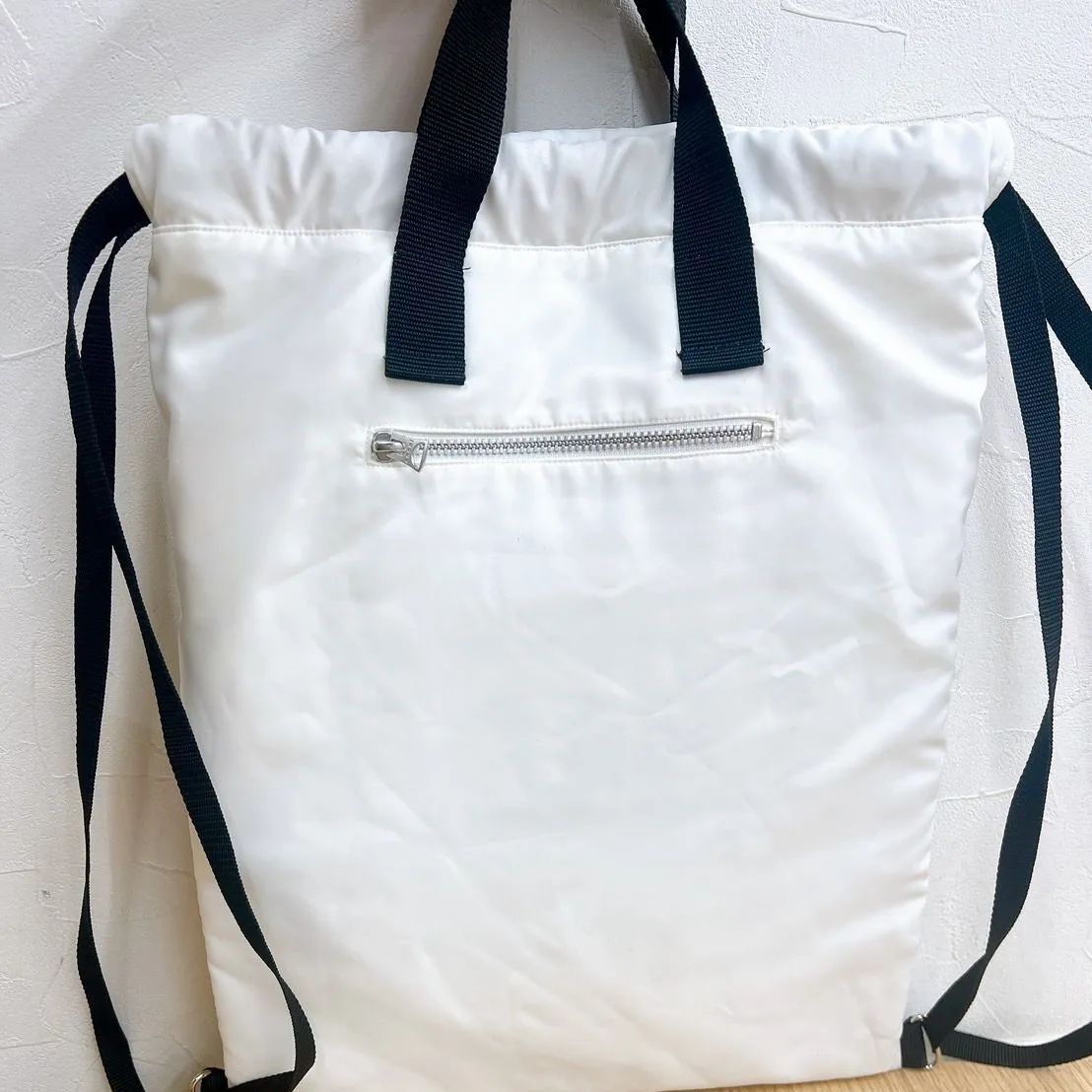 sacai トートバッグ ナップザック 巾着 ホワイト AID240591449