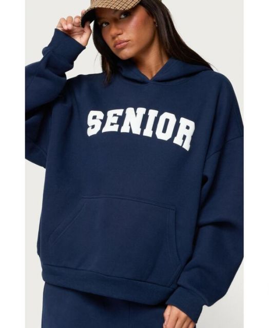 送料無料 アディクテッド レディース パーカー スウェット アウター Womens Senior Girl Oversized Hoodie Navy