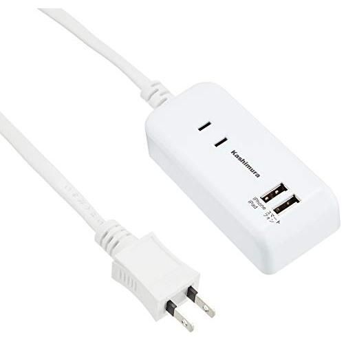 海外兼用 2口電源タップ Aタイプ 2USB 2.1A 1m NTI-174