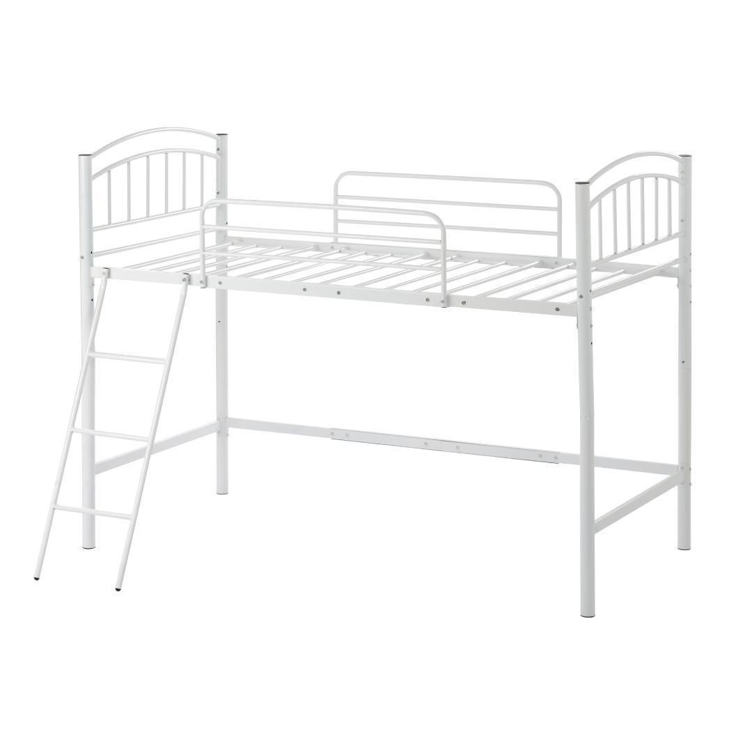 新品】ホワイト ロフトベッド シングル パイプベッド yew4 - メルカリ