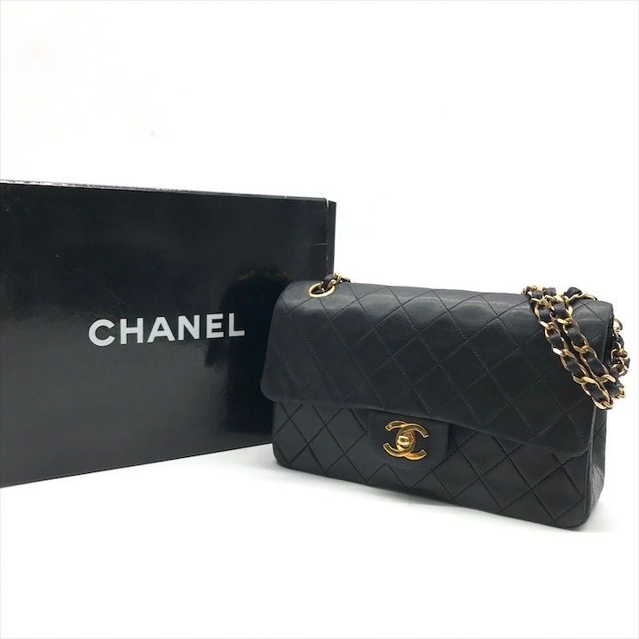 シャネル ラムスキン ダブル チェーン ショルダー バッグ ココマーク デカココ 良品 CHANEL シャネル ココマーク チェーン ショルダー バッグ