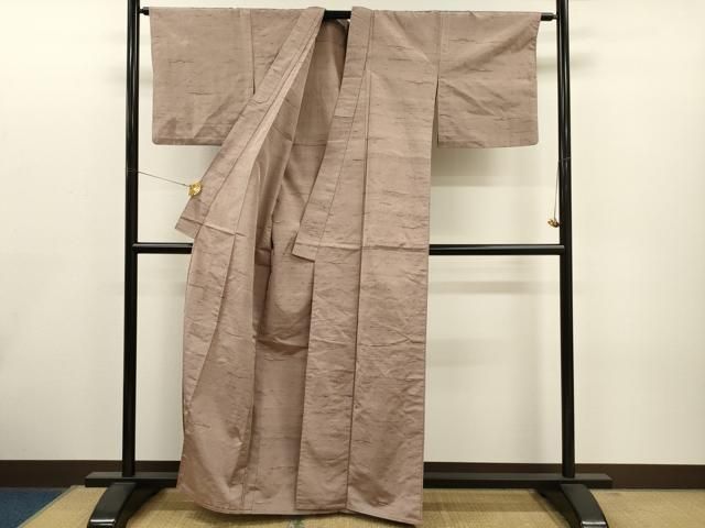 平和屋着物▽上質な紬　単衣　ヱ霞更紗花文　正絹　逸品　BAAS8195yc 平和屋着物▽上質な紬 単衣 ヱ霞更紗花文 正絹 逸品