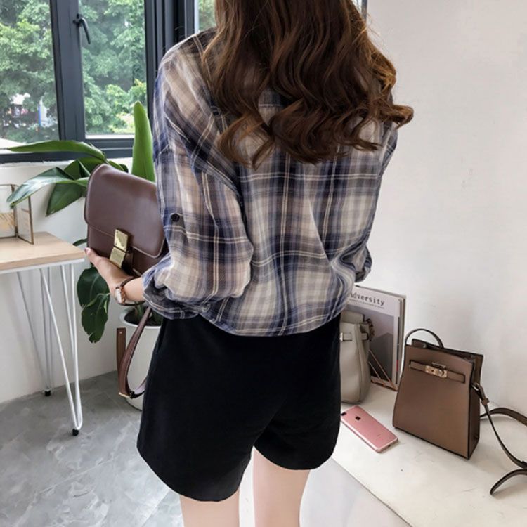 M-4XLサイズ！グレンチェックシャツ レディース シャツ 長袖