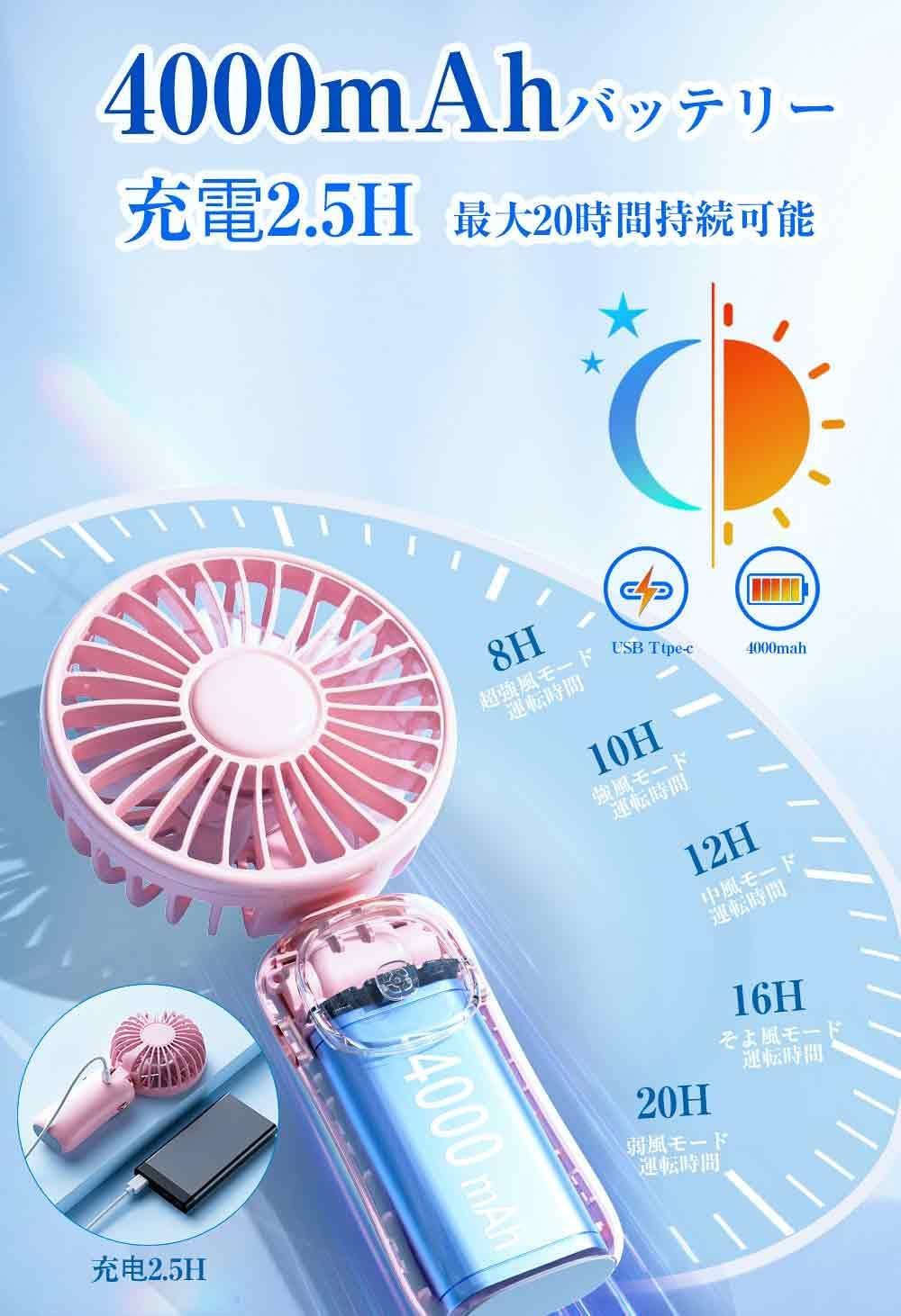 USB充電式 最大20時間動作