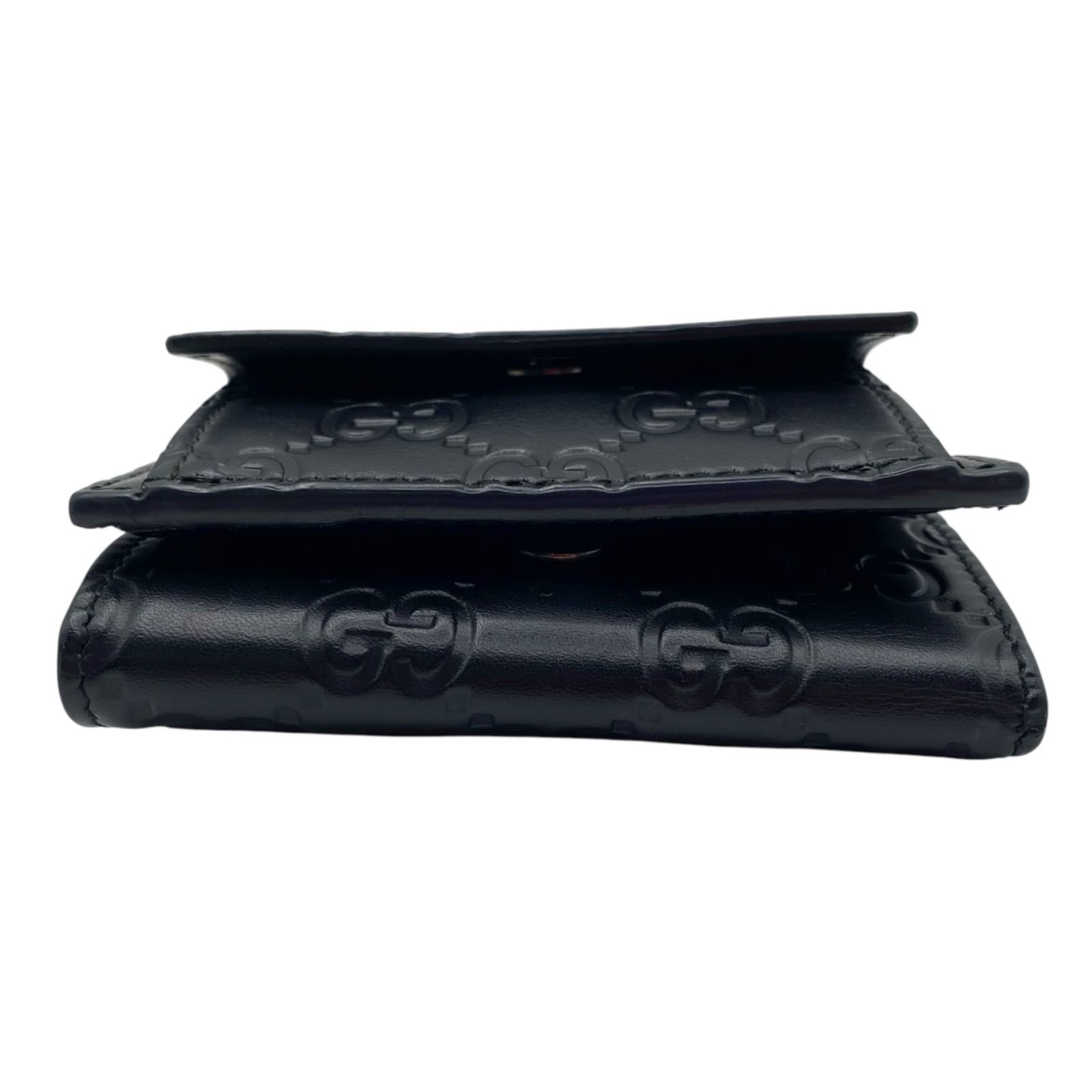 ○美品 GUCCI グッチ 三つ折り財布 財布 レザー GG シマ ブラック ユニ