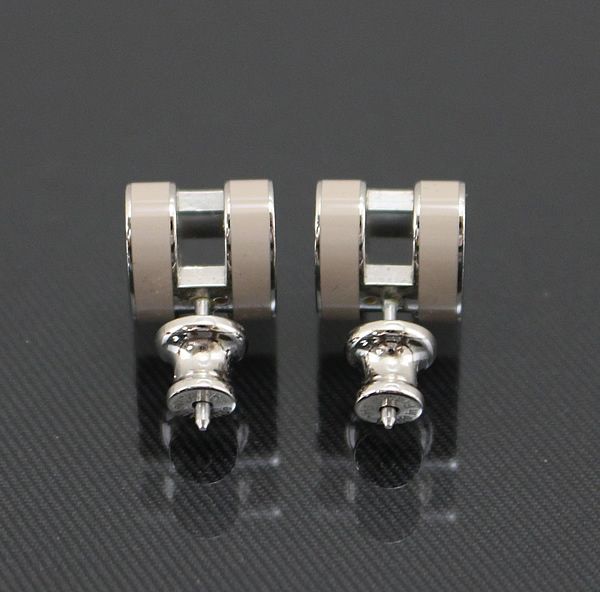 美品 エルメス ポップアッシュ H ピアス ベージュ系×シルバー 10270 