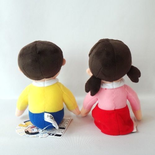 のび太＆しずかちゃん ぬいぐるみ ソファSサイズピンク付き ウェルカムスペース のび太＆しずかちゃん ぬいぐるみ 木製ベンチ付き - メルカリ