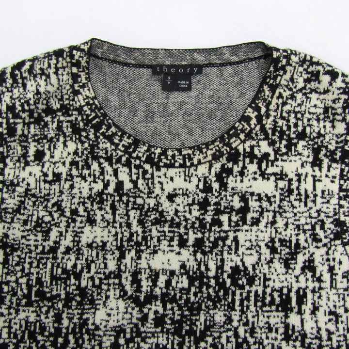 B6726□セオリー シアー 総柄 シルク ノースリーブ トップス S