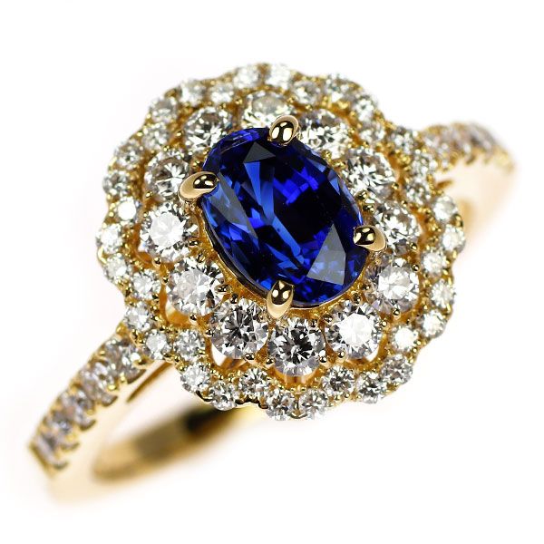 K18YG サファイアリング　S0.53ct D0.17ct ダイヤモンド幅広 K18YG サファイア リング|festaria Online Shop(フェスタリア