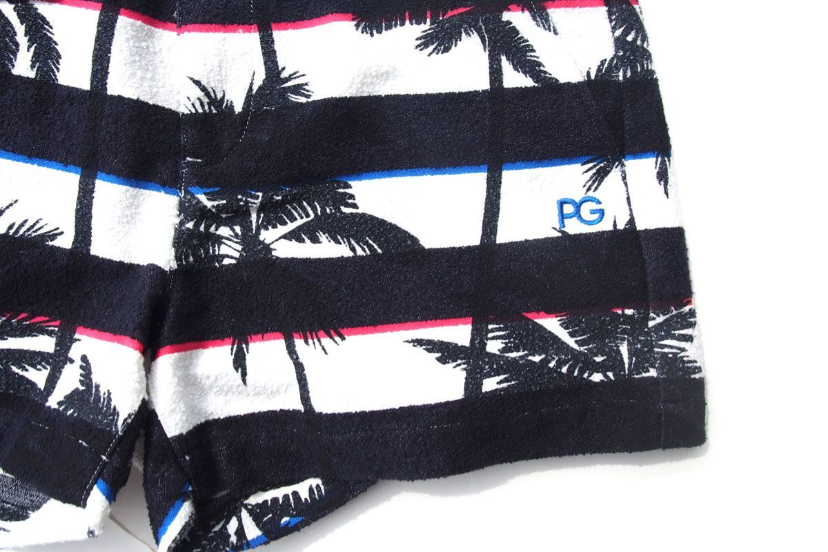 gates｜ヤシの木×ボーダー柄 パイルショートパンツ｜055-1232608｜レディースゴルフウェア｜1