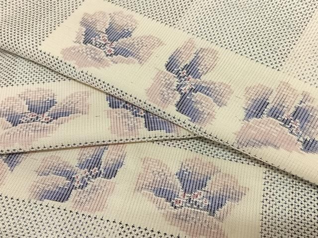 平和屋着物○本場大島紬 白大島 9マルキ 総絣 横段花文 正絹 逸品  