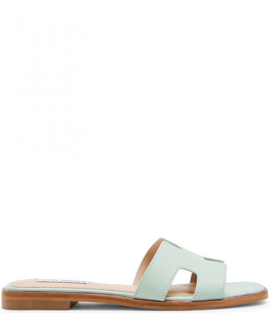 【送料無料】 スティーブ マデン レディース パンプス シューズ Hadyn Leather Flat Slide Sandals Mint Green