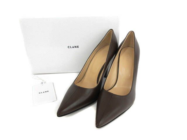 クラネ CLANE パンプス ヒール ポインテッドトゥ レザー 37 茶 ブラウン |sh KIN-KAAI_COM