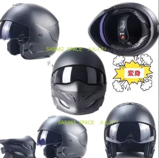 バイク フルフェイスヘルメット ジェットヘルメット レンズ２枚 M LAWEED_CL