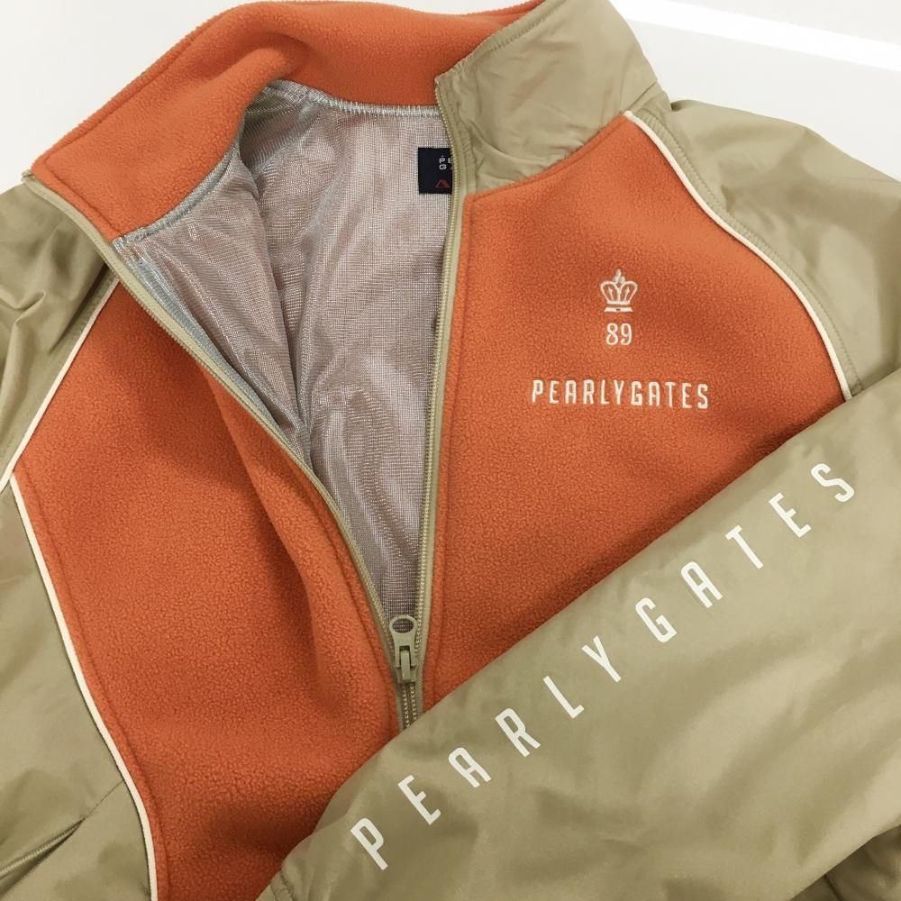 美品】パーリーゲイツ ジャケットブルゾン ベージュ×オレンジ 一部