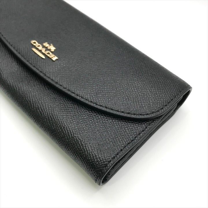 未使用級✨COACH コーチ 長財布 フラップ レザー ブラック ゴールドロゴ COACH コーチ 長財布 新作 CS032 レディース メンズ 2025春新作